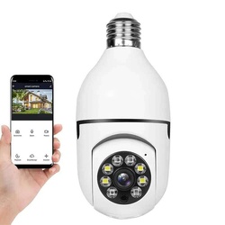 Wi-Fi CCTV Camera 1080p Wireless PTZ Bulb Shape Indoor 360? Smart Home Security Camera. (Light Bulb Camera)