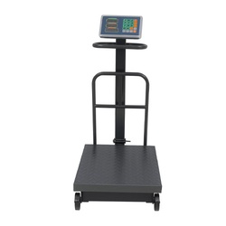 600Kg Digital Platform Scale with Guardrail (Three-Pin, With Wheels)