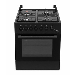 BJ’s 60x60 Gas Cooker – 3 Burner + 2000W Electric Plate, Turbo Oven, Black BJ606031